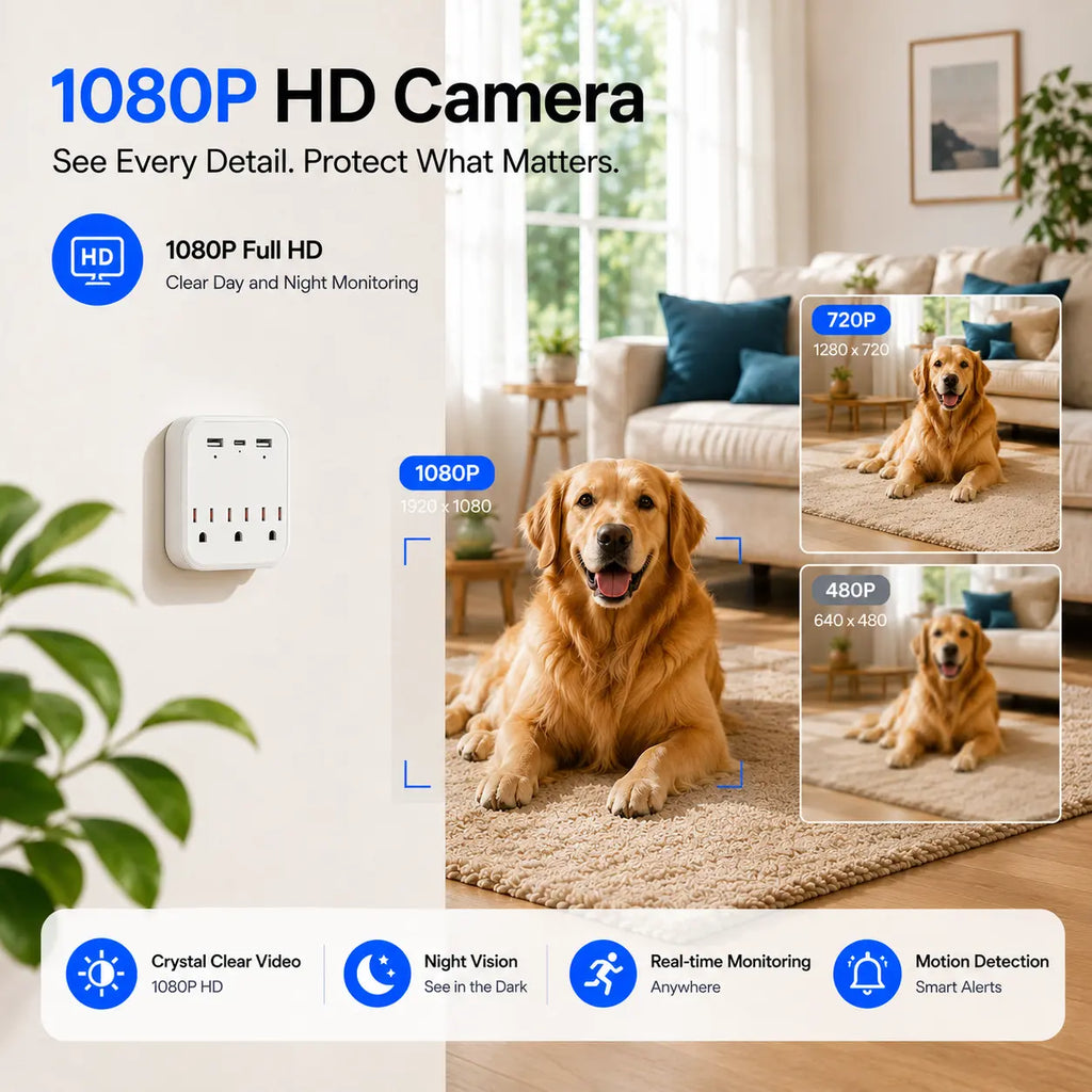 OVO-C-3: 1080P Hidden WiFi Wall Outlet Camera – Dual-Band WiFi & 24/7 Stealth Security