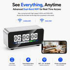 OVO Flip Vision: 1080P Hidden Security Camera Flip Clock | Dual-Band WiFi & CNC Aluminum Design