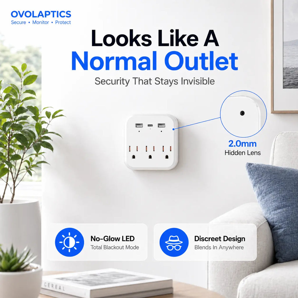 OVO-C-3: 1080P Hidden WiFi Wall Outlet Camera – Dual-Band WiFi & 24/7 Stealth Security