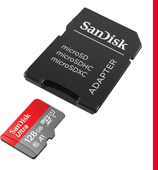 SanDisk 128GB Ultra microSDXC UHS-I Memory Card with Adapter - Up to 140MB/s, C10, U1, Full HD, A1, MicroSD Card - SDSQUAB-128G-GN6MA