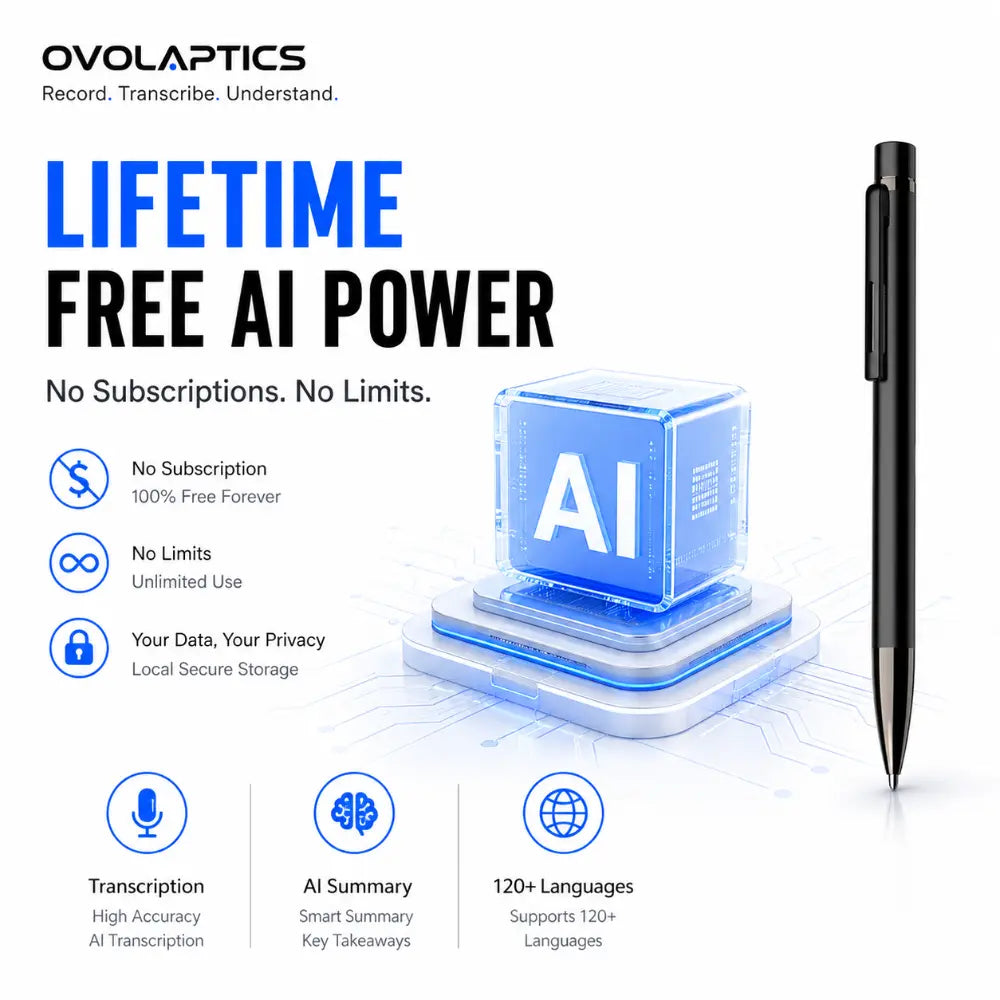 OVO-SP-1 AI Voice Recorder Pen [Founder's Edition] | Lifetime Free AI Transcription & Summaries