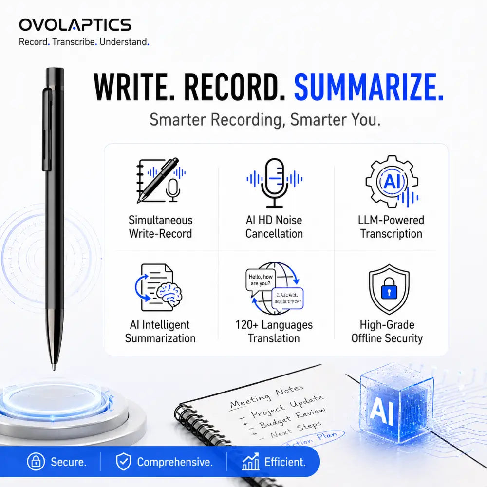 OVO-SP-1 AI Voice Recorder Pen [Founder's Edition] | Lifetime Free AI Transcription & Summaries