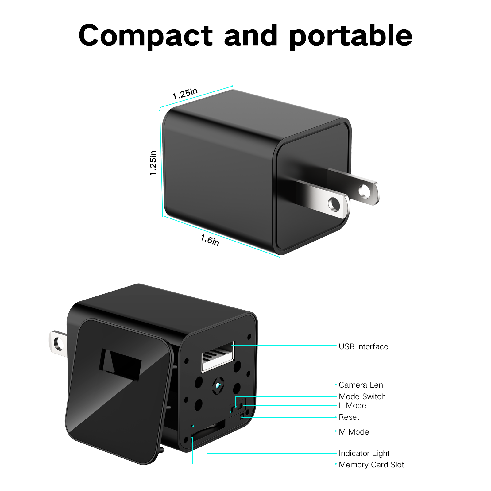 OVOC02  1080P Spy Camera USB Charger No WIFI  structure