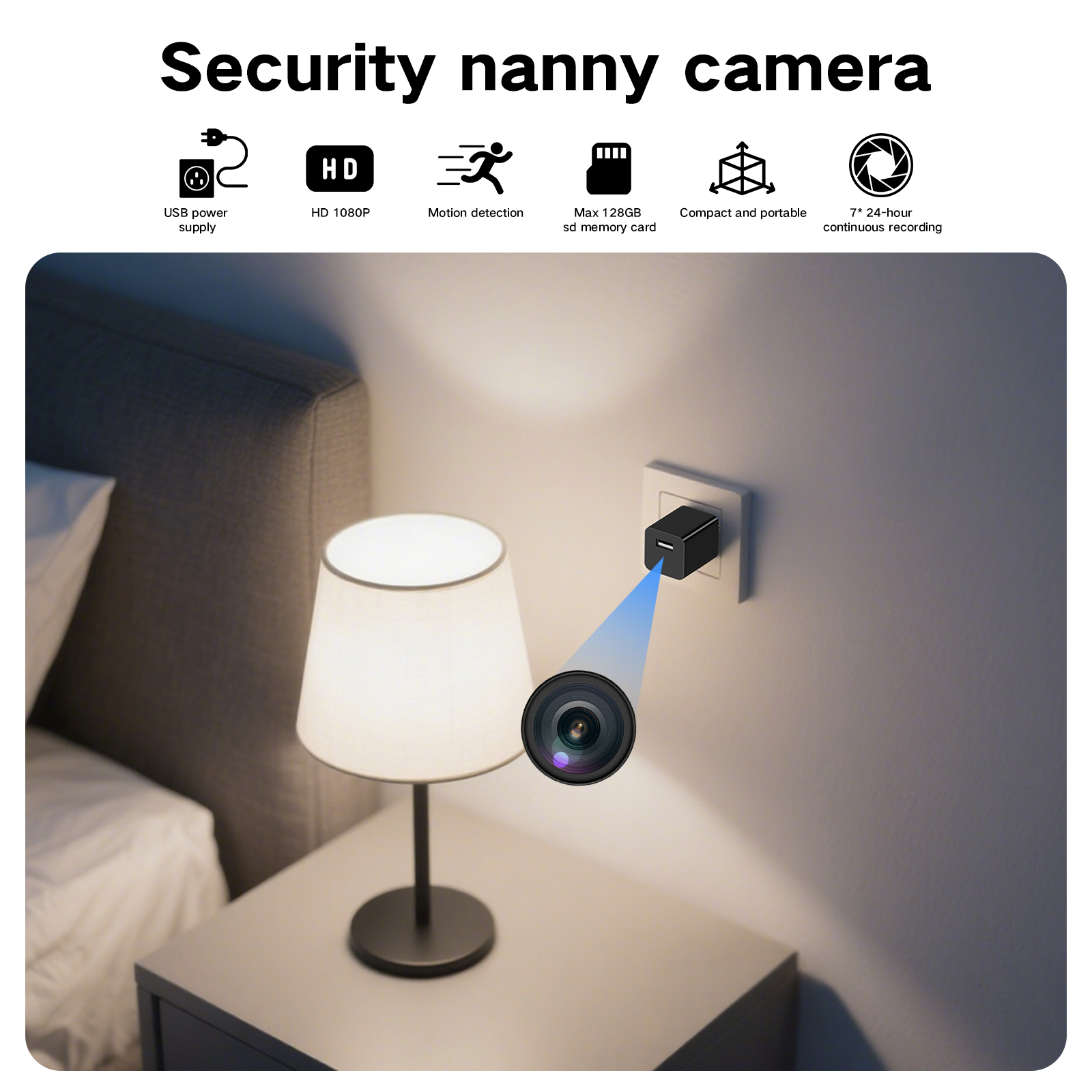 OVOC02  1080P Spy Camera USB Charger No WIFI suitable for family security Nany Camera