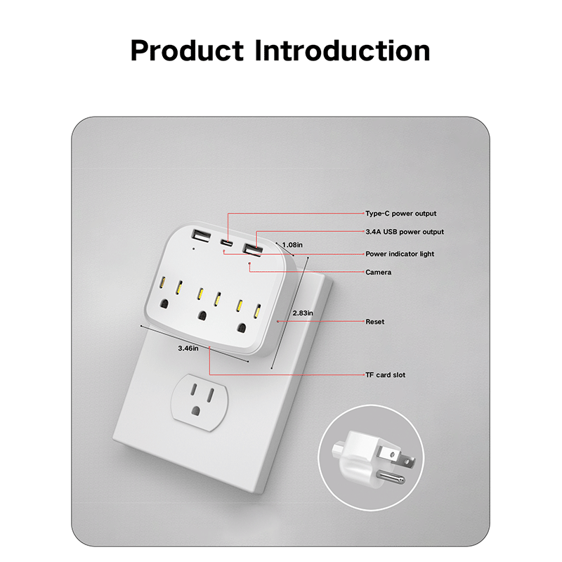 OVOC03 1080P Wireless Wall Outlet Charger Spy Cameras Appearance 