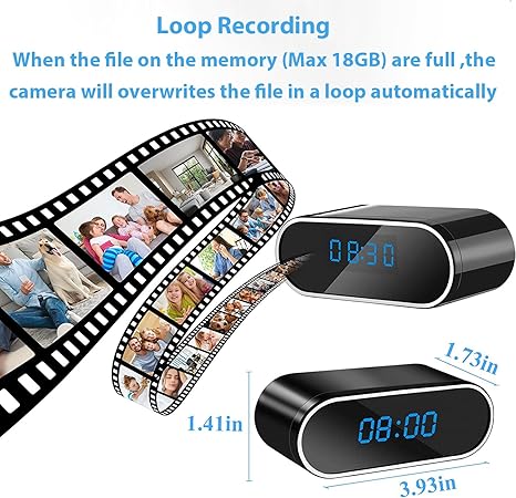 OVOCL01_Wireless_1080P_Clock_Spy_Camera support loop recording