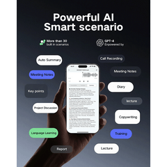 Ovolaptics AI Voice Recorder Pen with smart scenario meeting,lecture, calling recording