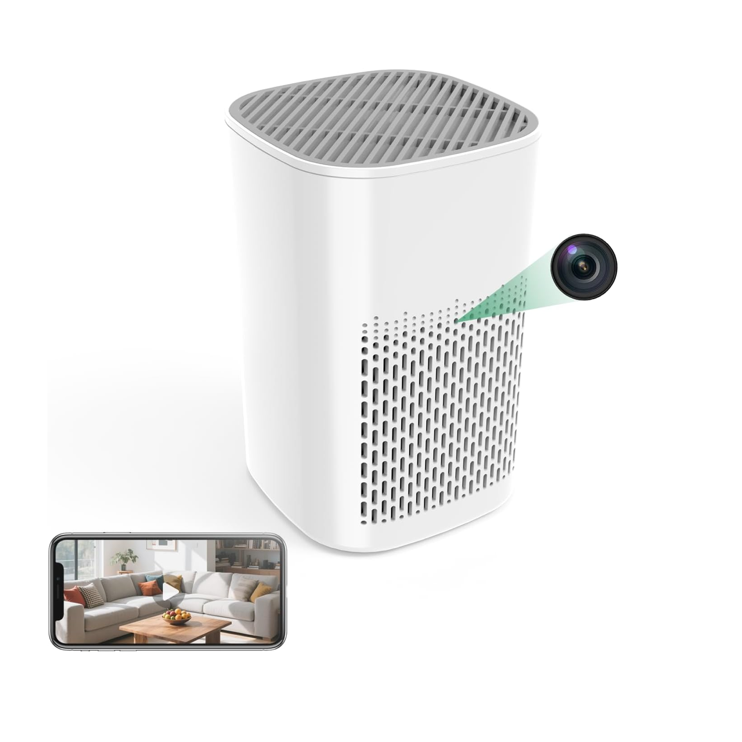 OVO-AP1: 2K Hidden Spy Air Purifier Camera | Dual-Band WiFi & 3000mAh Battery