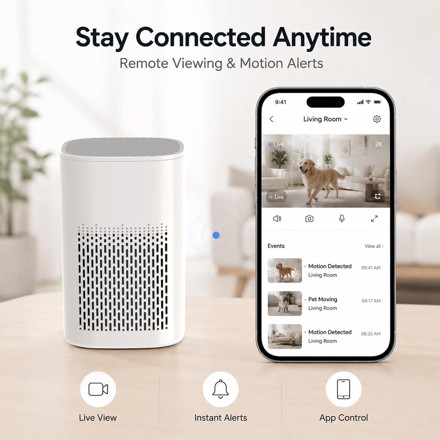 OVO-AP1: 2K Hidden Spy Air Purifier Camera | Dual-Band WiFi & 3000mAh Battery