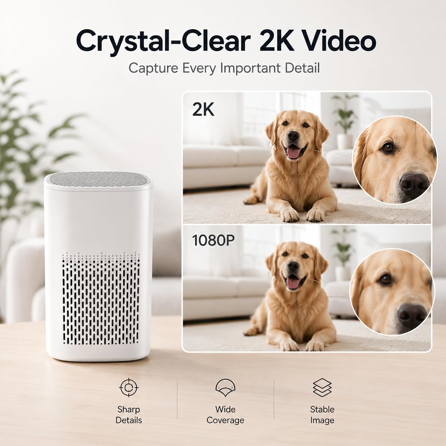 OVO-AP1: 2K Hidden Spy Air Purifier Camera | Dual-Band WiFi & 3000mAh Battery